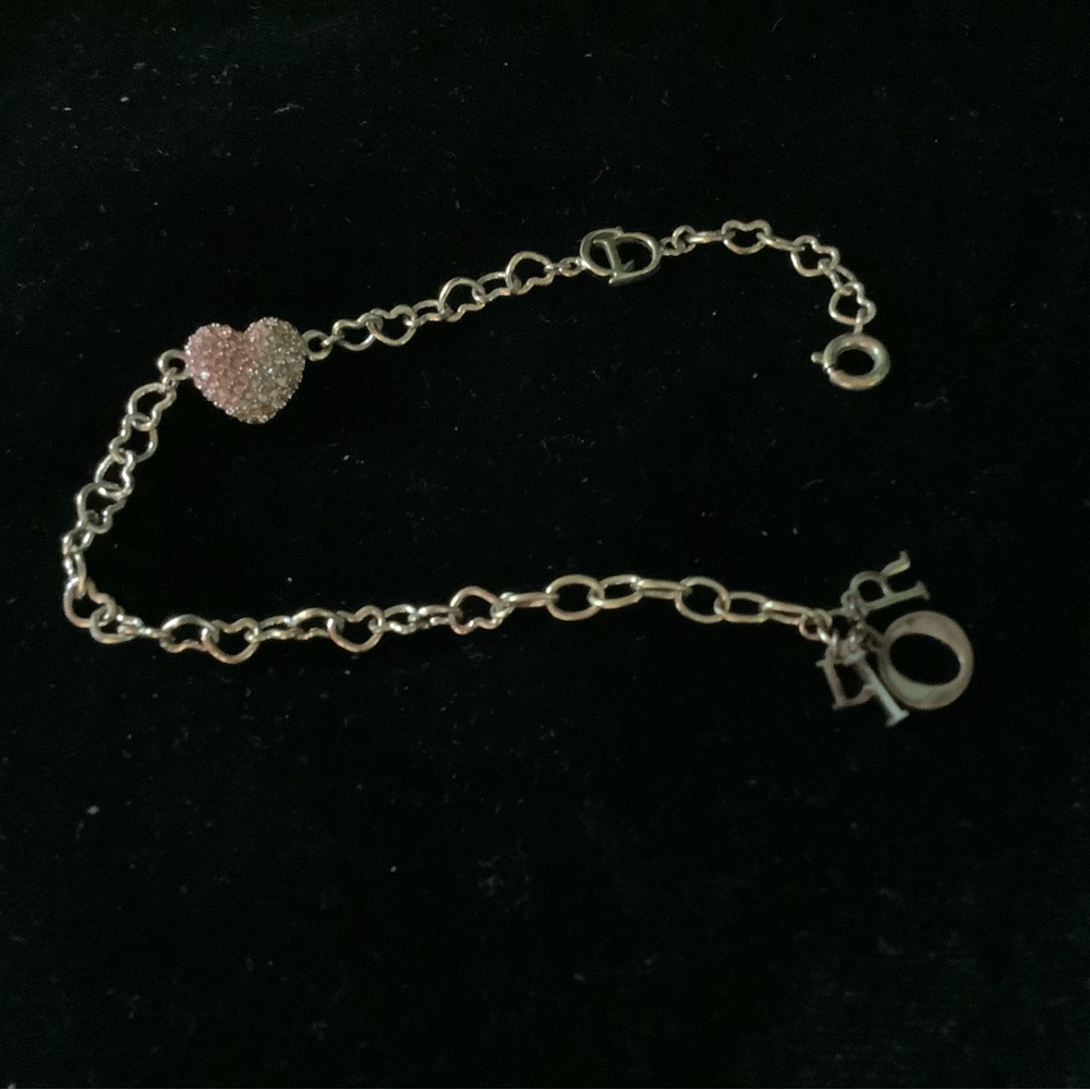 Dior Color Crystal Heart Bracelet Light Gold. Vintage
